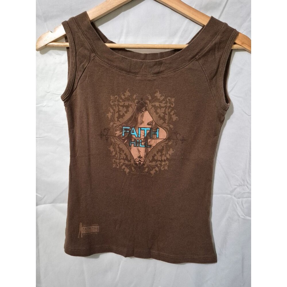 Faith Hill MEdium Brown Vintage Concert Music Country 90s Classic Tank Top